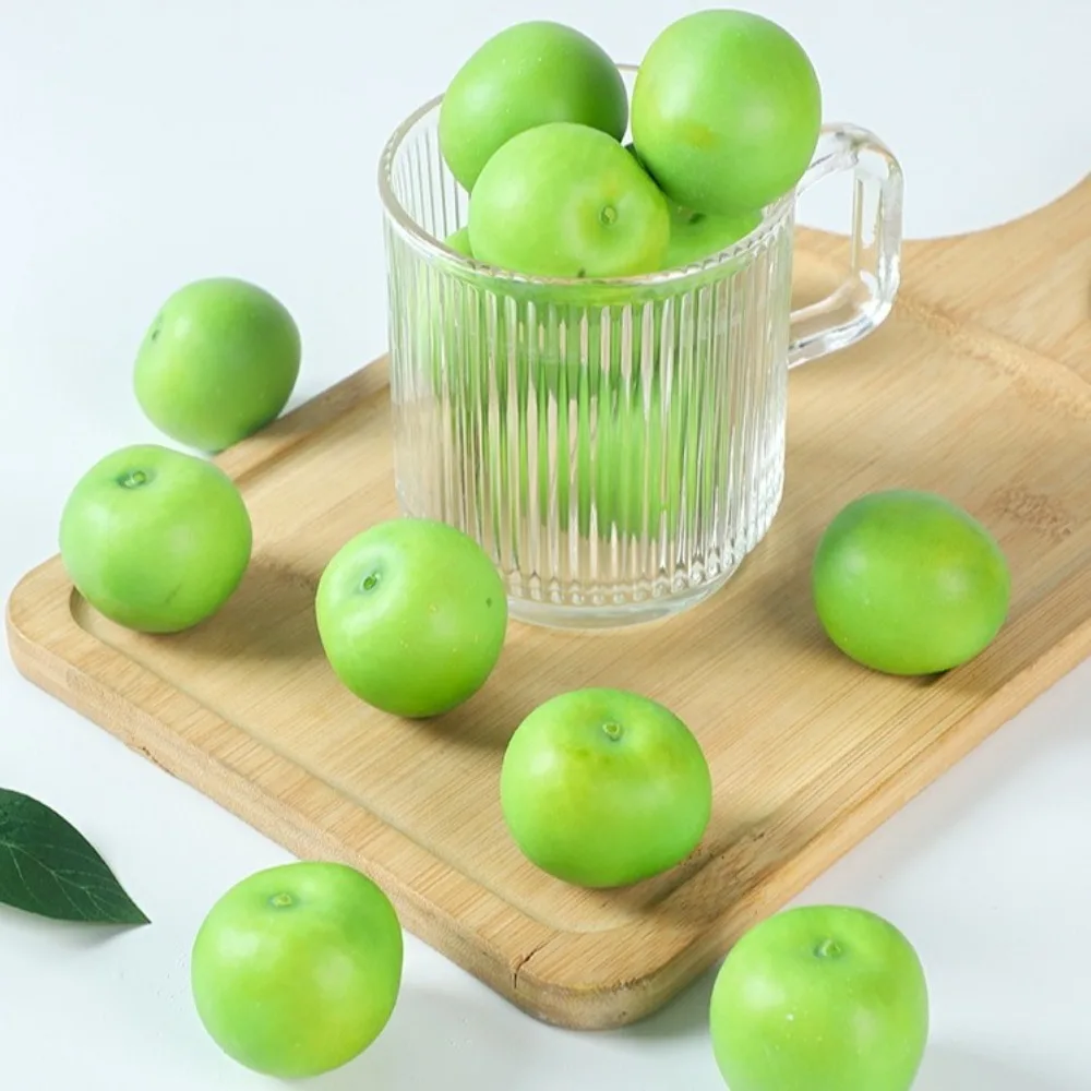 

10pcs Foam Mini Artificial Green Plum Lifelike Realistic Simulation Fruit Model Handicrafts Food Props Home Decoration
