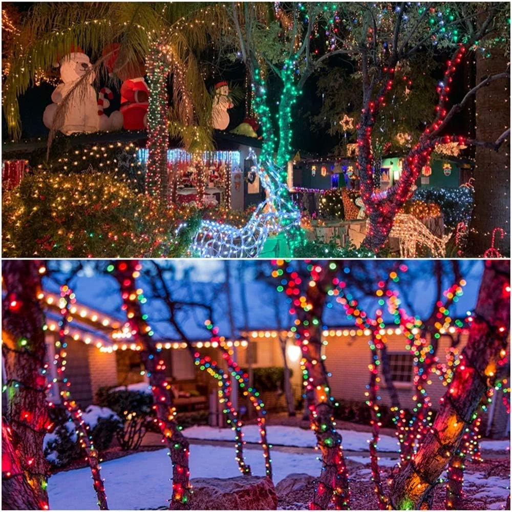 Guirxiété lumineuse LED de Noël, ciel extérieur plein d'étoiles, lumières colorées pour le festival de Noël, lumières décoratives