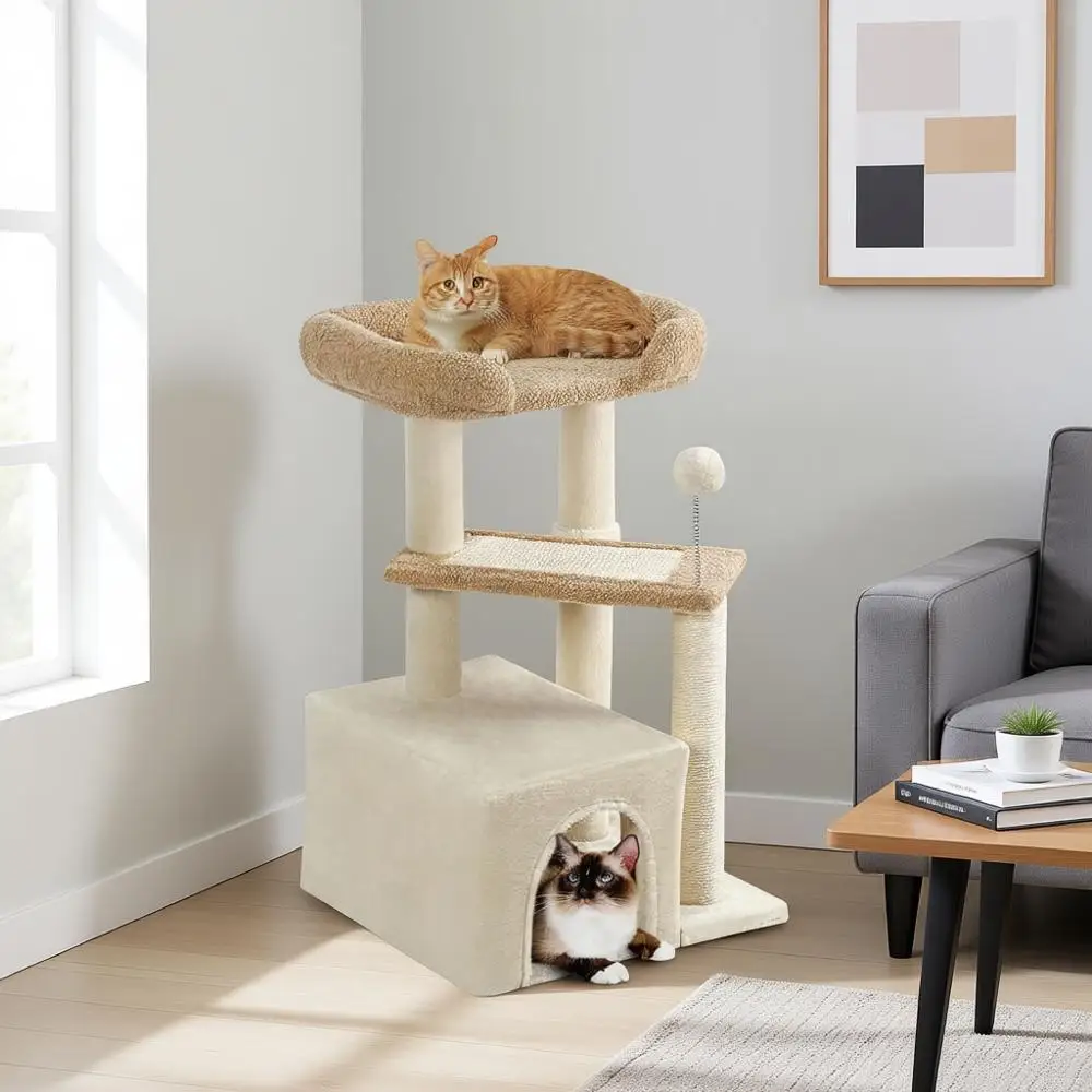 

Cat Tree, Carpet Cat Tower, Multi-Level Activity Climurniture for Small and Medium Cats