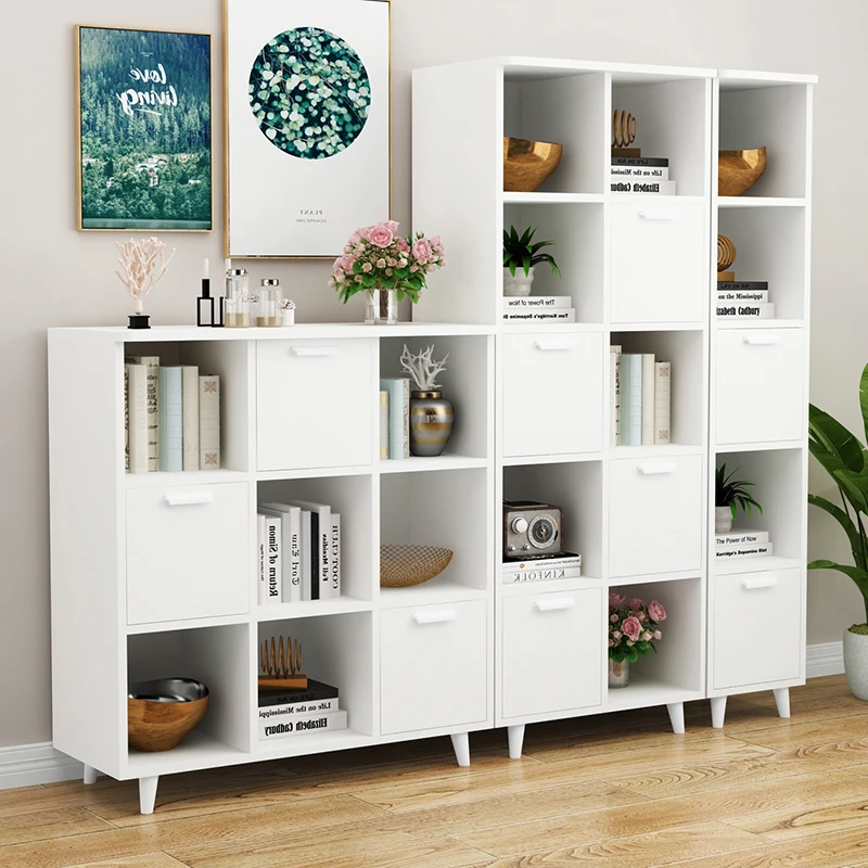 

Simple bookshelf Simple floor-to-ceiling solid wood bookcase Household student bookcase Multi-layer storage rack Shelf grid rack