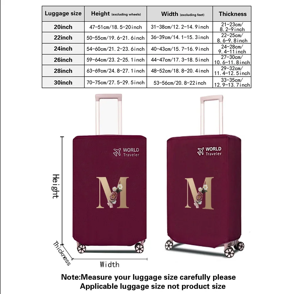 Luggage Cover Suitcase Protector Baggage Dust Case Cover Suitable for20-30 Inch Gold Letter Trolley Accessories Luggage Supplies