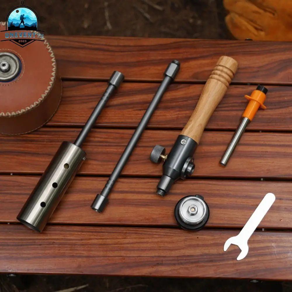 ONEVENT Timber Handle Long Flamethrower Three/Four-stage Removable Fuel Burner Lighter Portable Long Handle Flame Weed Burning