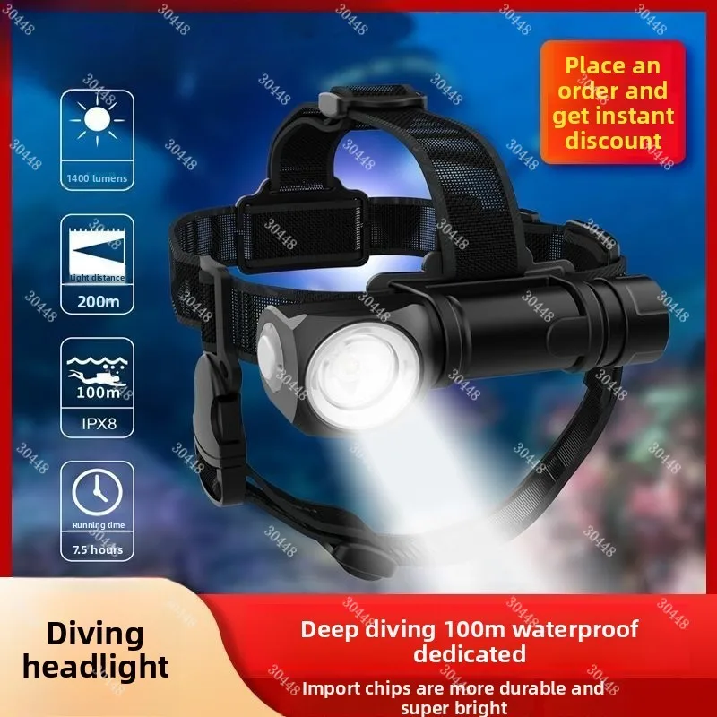 

High Brightness Waterproof Diving Headlamp Professional Underwater Light for Rescue and Fishing