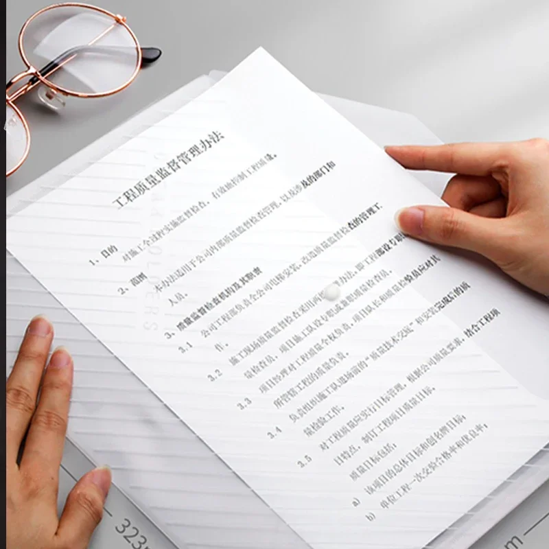 10 Pcs/set A4 Twill Waterproof Snap Buckles Large Capacity Office Materials Student Test Paper Bags Transparent File Bags