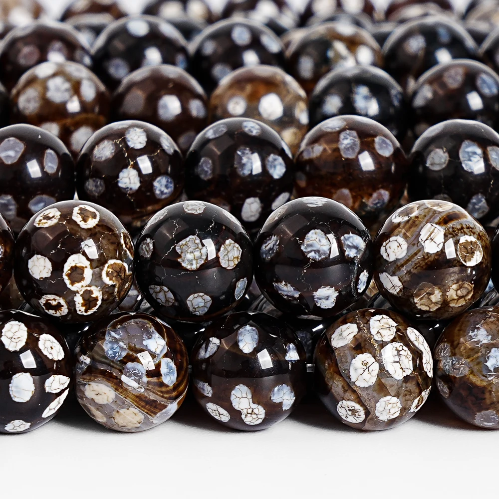 

10 мм агатовые бусины в горошек, черно-белые крапчатые круглые бусины, меняющие цвет водяного камня, уникальный узор, свободный драгоценный камень для ювелирных изделий