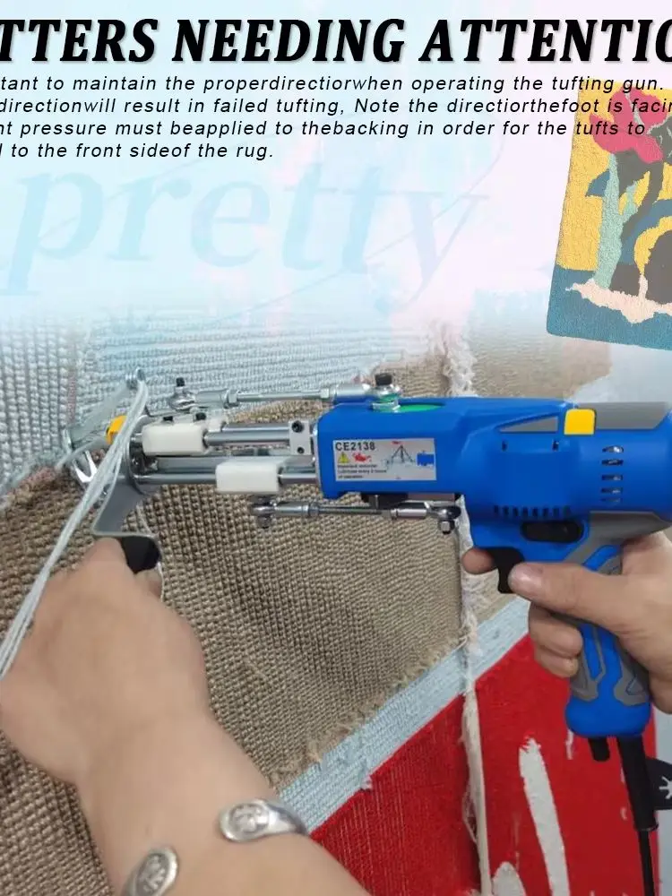 AK-V Elektrische tuftmachine 2-in-1 tapijtweefmachine handtuftpistool gesneden stapel tapijt tapijt handgetuft pistool voor tapijt - afbeelding 2