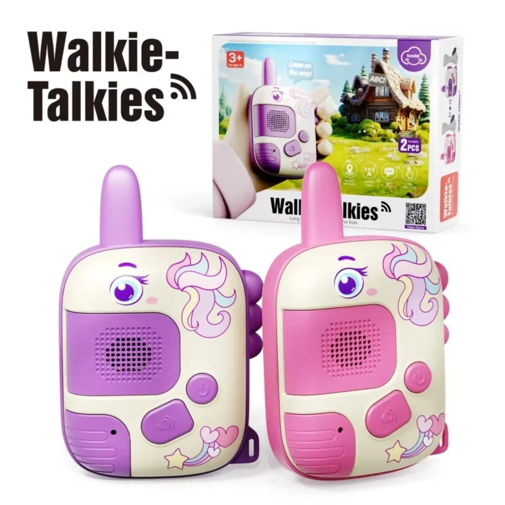 1 Pair Lovely Dinosaur Walkie Talkies Long Range One Click Call Wireless Communication Wearable Lanyard