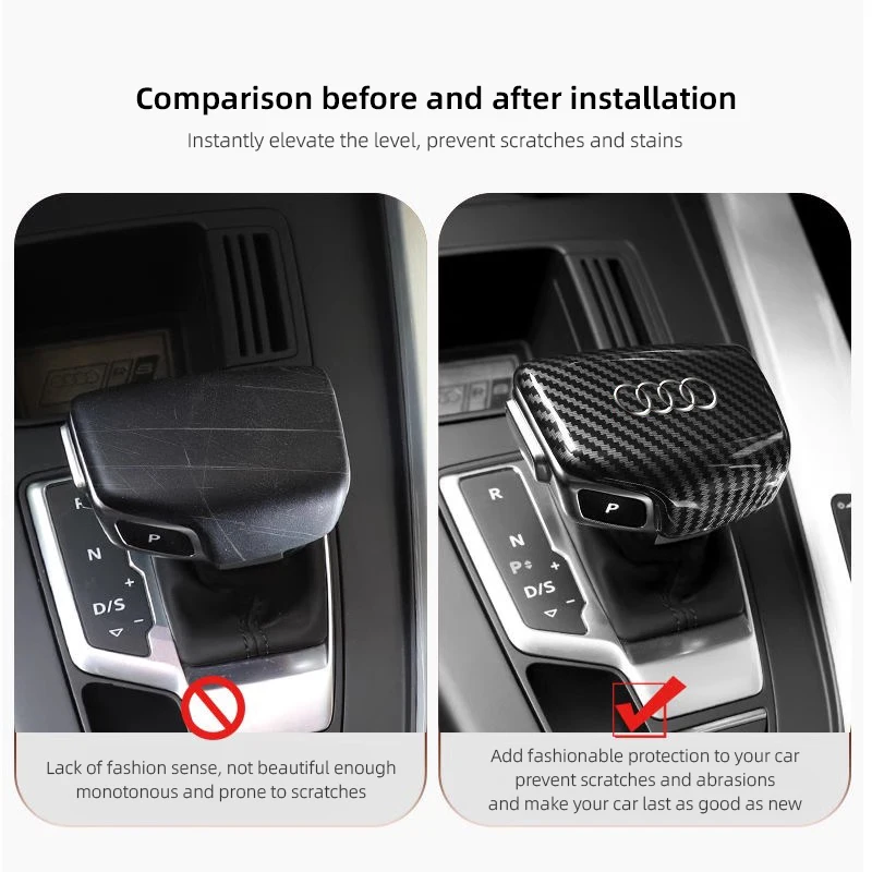 مقبض ناقل حركة السيارة غطاء مقبض ألياف الكربون ABS الملحقات الداخلية لأودي سلاين RS A6L Q5 A5 A4L Q7 B9 S4 S5 A7 A3 Q3 A8 #3