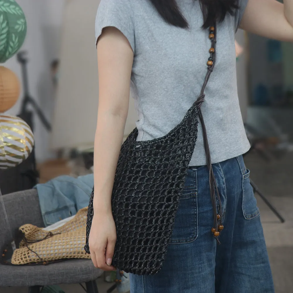 

Модная большая вместительная соломенная сумка из лафита на шнурке, модная тканая сумка из травы, простая тканая сумка ручной работы, летняя сумка