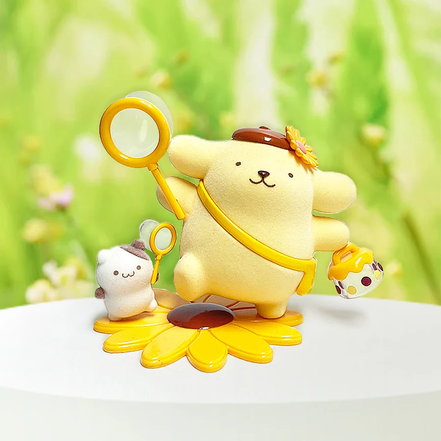 Sanrio Pompompurin Four Seasons Childhood Blind Box Random 1pc Flocked Cute Figure Scene Desktop Ornament Anime Collectible Gift