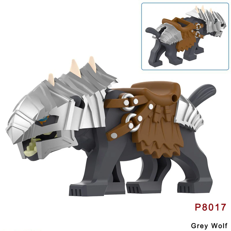 MOC Mittelalterliche Burg Ork-Soldaten Figuren Wolfskutsche Ritter König Krieger Elefant Ziege Bausteine Spielzeug Geschenke
