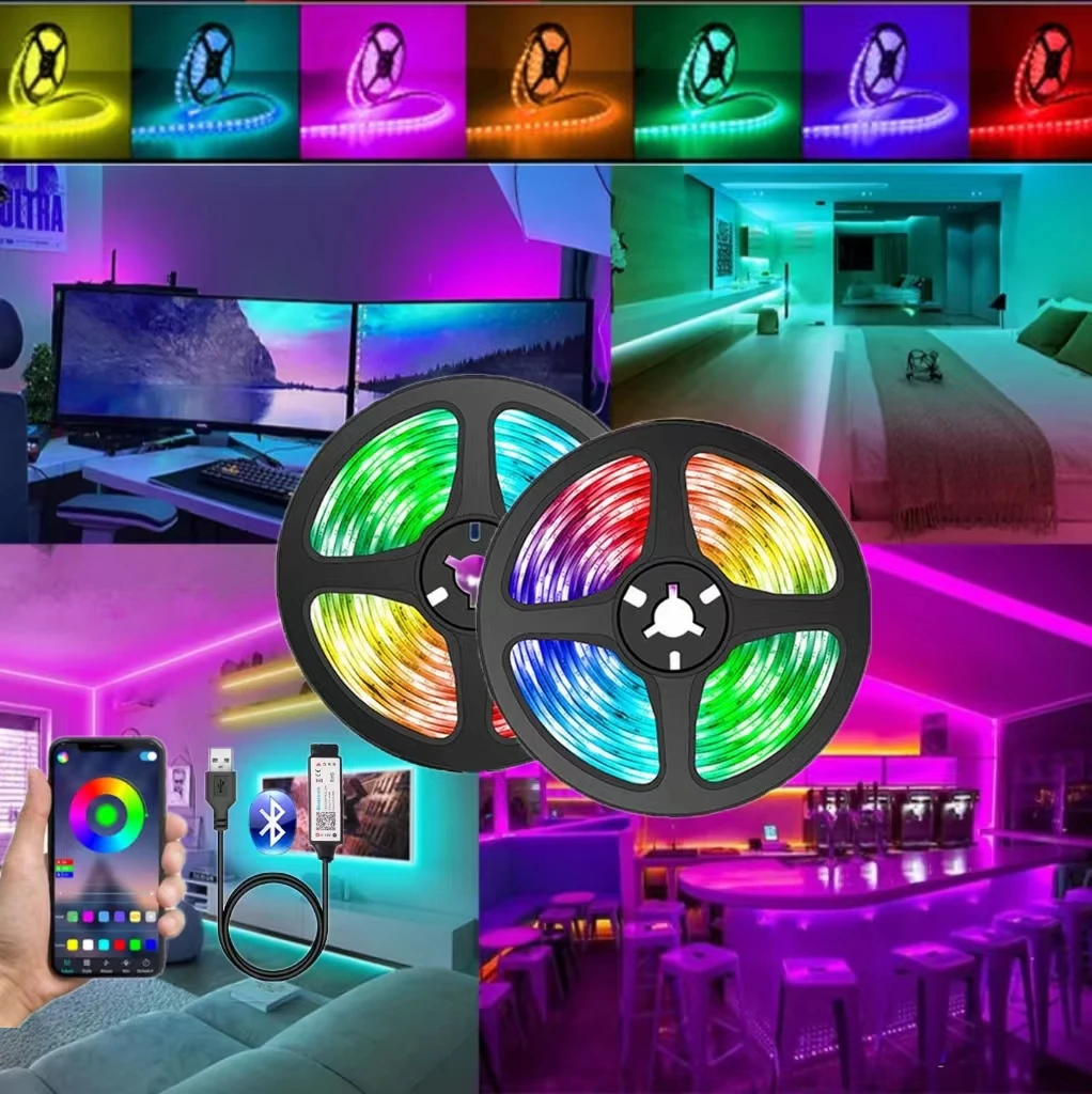 1-15m listwy RGB LED światła Bluetooth sterowanie pilot aplikacji 5V USB muzyczna synchronizacja imprezowa atmosfera podświetlenie TV na Boże