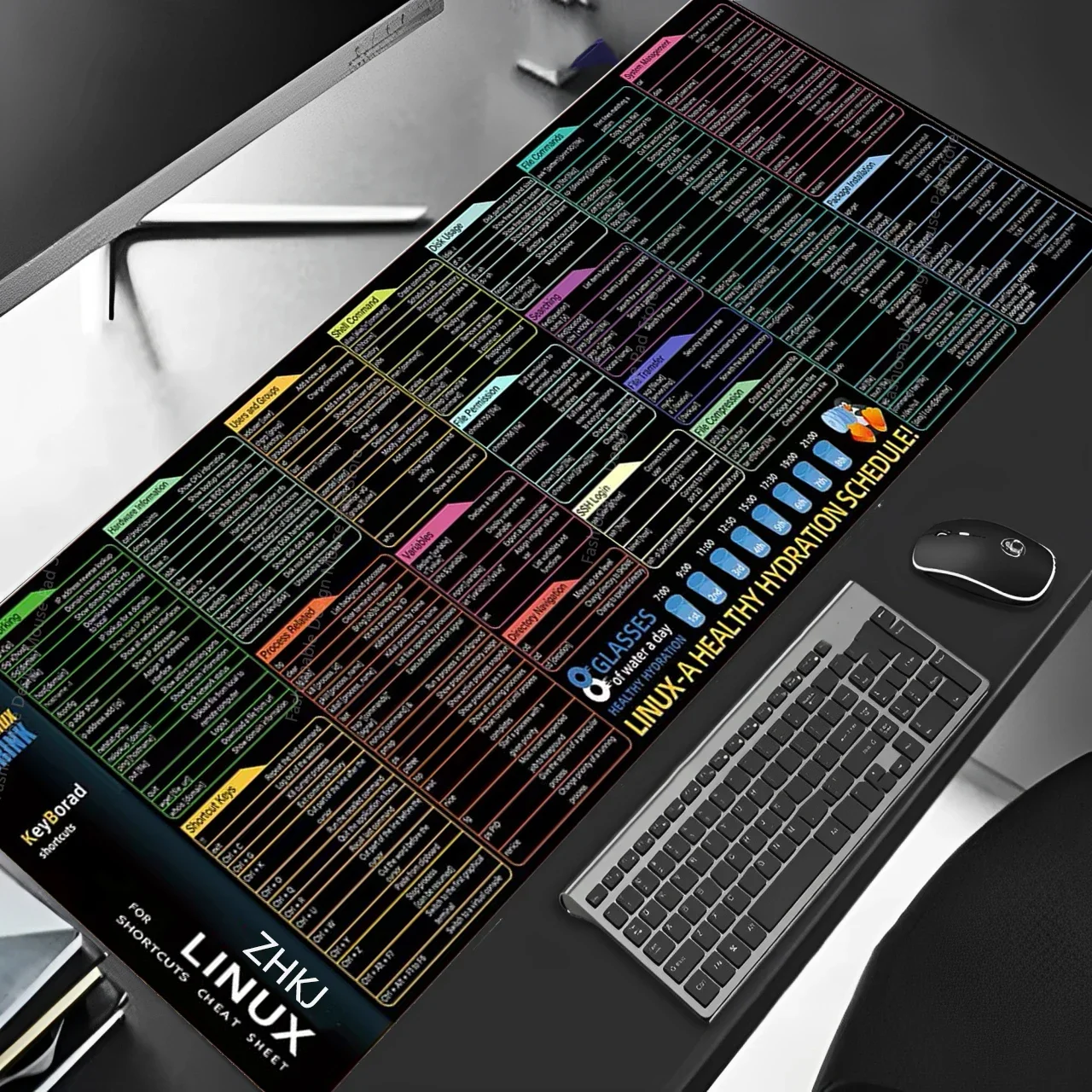 For LINUX Drink Clear Shortcut Keys Mouse Pad Desk Mat Cheat Sheet Software Users None Slip Web AI Engineer Mousepad Office