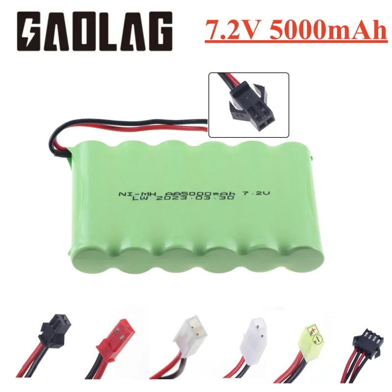 Akumulator AA NI-MH 7.2 v 5000mah do zdalnego sterowania zabawka elektryczna ciężarówka samochodowa 7.2 V mah nimh akumulator SM/TAMIYA wtyczka