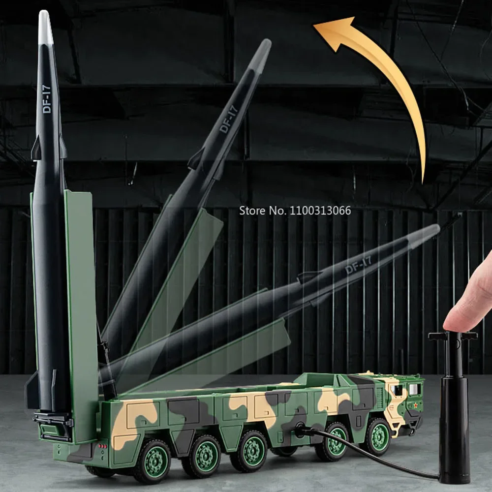 1:50 Scale DF-17 Missile Launch Cars Model Alloy Diecast Toys with Light Music Military Models Vehicles for Children Adult Gifts