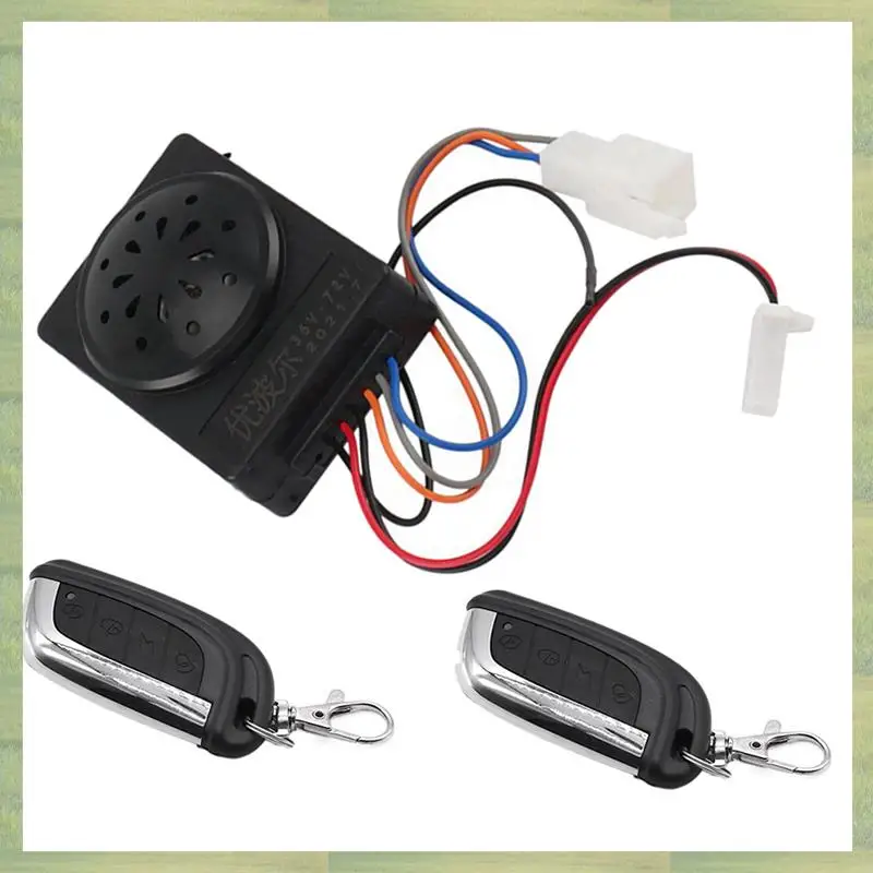 N15R-2X 36V-72V Electric Scooter Alarm System Dual Remote Control Security Moped Alarm Accessories Waterproof Bike Alarm