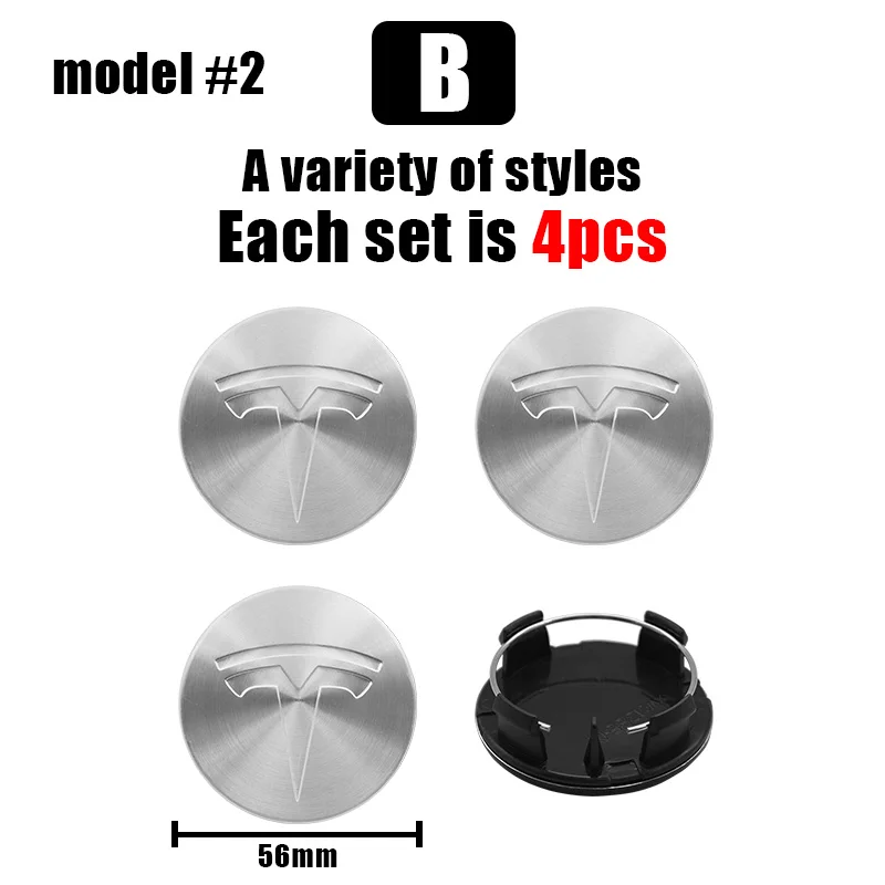 4Pcs 56 60mm Auto Wheel Center Hub Tyre Caps 60mm Rim Cover Sticker Badge Emblem Accessories For Tesla Model 3 Model S X Model Y