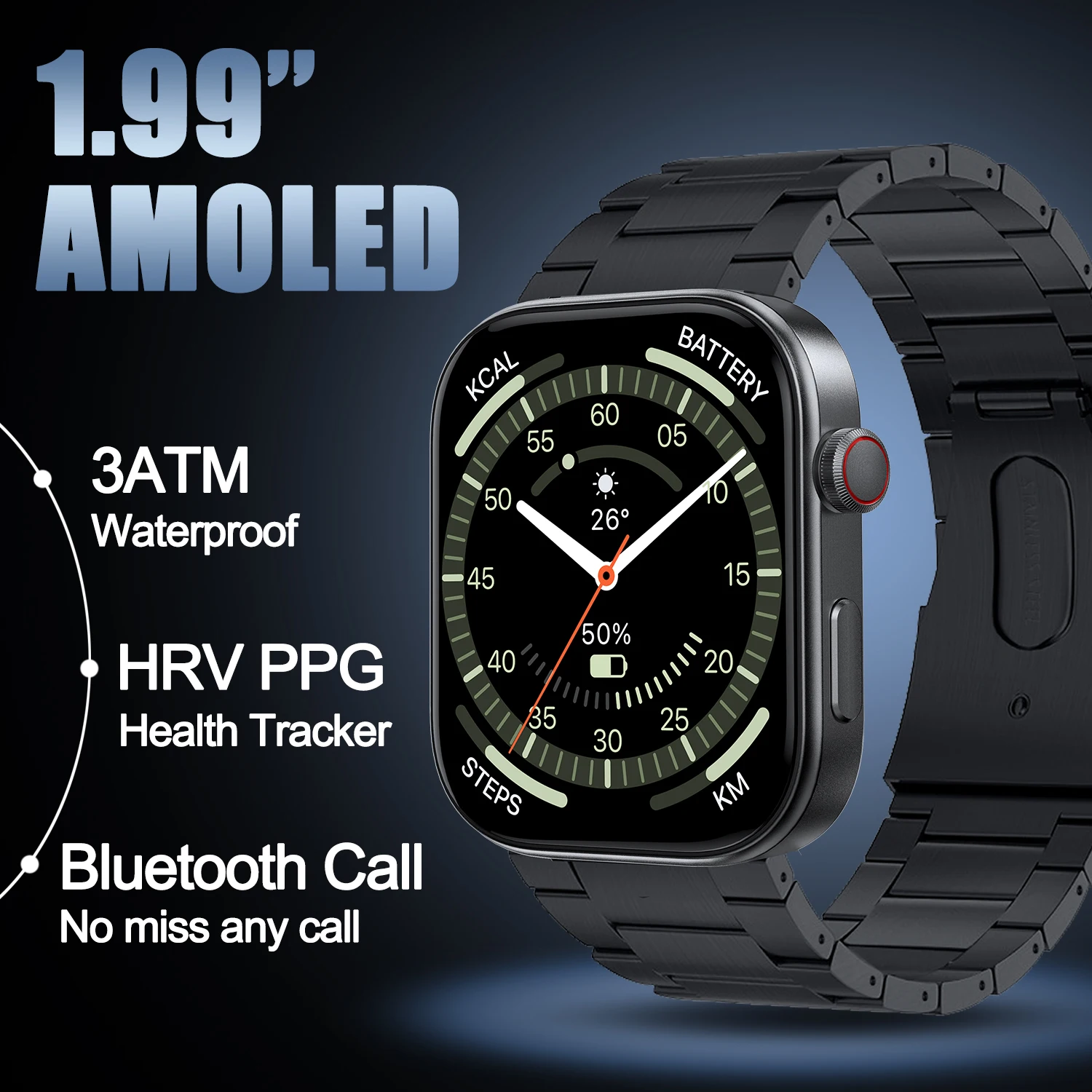 

2024 New Smart Watch Men Women 1.99 Inch AMOLED Bluetooth Call 3ATM Waterproof Smartwatch PPG HRV Fitness Tracker Android IOS