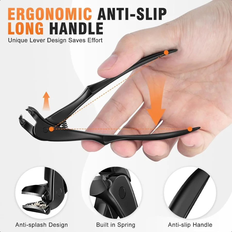 Coupe-ongles pour ongles épais pour personnes âgées, coupe-ongles à tête coudée à Long manche amélioré pour hommes, ongles épais avec Wi
