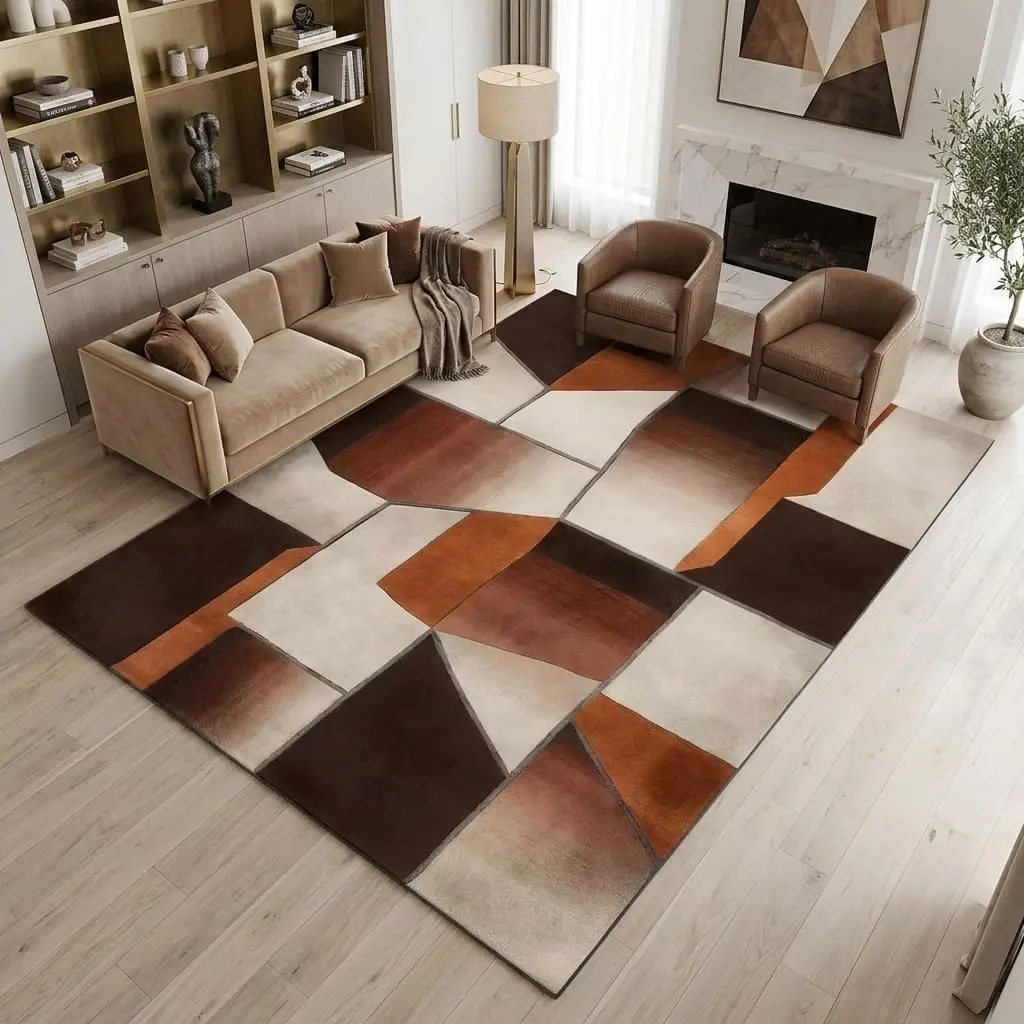 Nordic Gray Black Geometric Area Rug Modern Abstract Triangle Carpet Minimalist Living Room Office Floor Mat Cushion