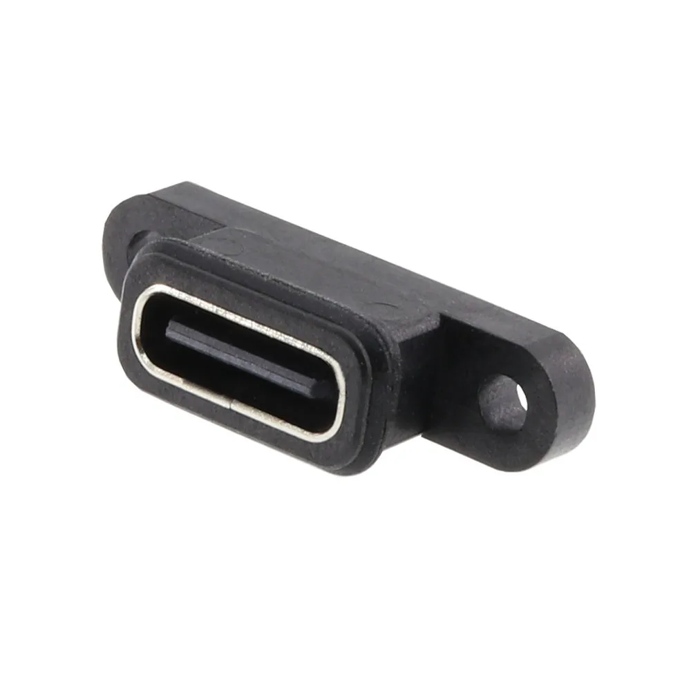 

TYPE C 2 Pin IPX8 Waterproof Female USB Type-C Socket Port with Screw Hole Fast Charge Interface 180° USB Solderless Connector