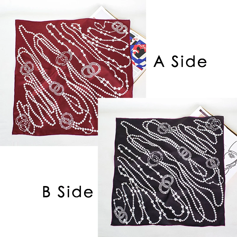 

2 Colors Print Silk Scarf 65CM Double Faced Print Shawls Scarves Head Bag Decoration Gift Clothing Accessories