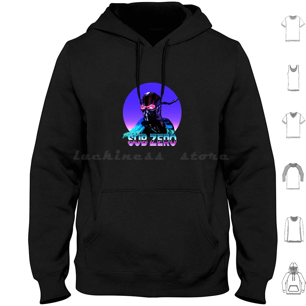 Sub Zero Retro Hoodie Cotton Long Sleeve Sub Zero Retro Frosty Video Games Gaming Mortal Kombat Fighting