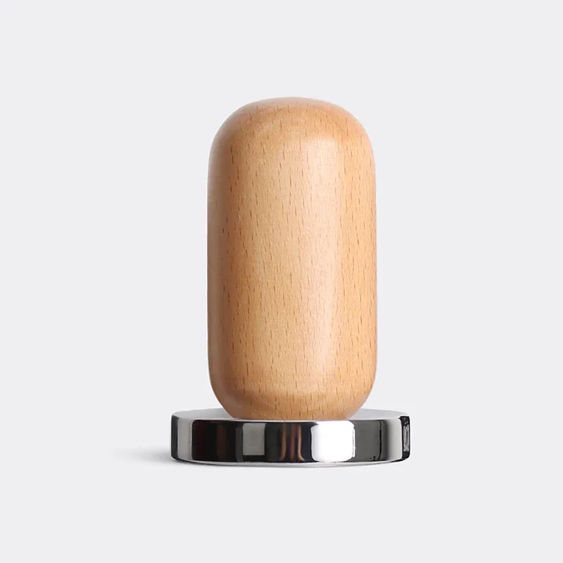 58mm Espresso Tamper with Wood Handle Stainless Steel Powder Hammer Flat Base Coffee Distributor for Coffee Tampers