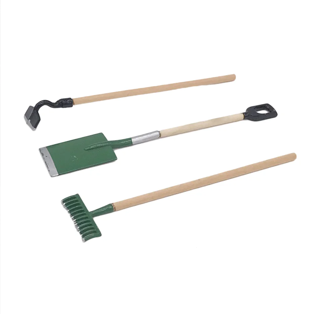 3 Pcs Childrens Toys Mini Rake Spade Hoe Kids Play House Accessories Gardening Tool Wooden