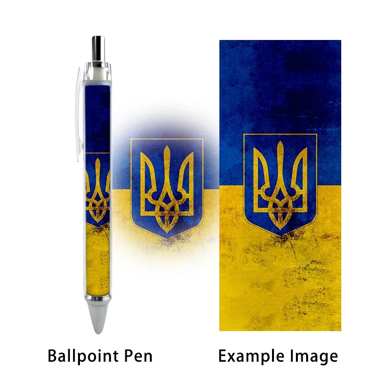 2PCS Ukrainian Flag Sky and Land Pattern Customizable Caneta Ballpoint Gel Pen Stationery Souvenir School Writing Kids Supplies