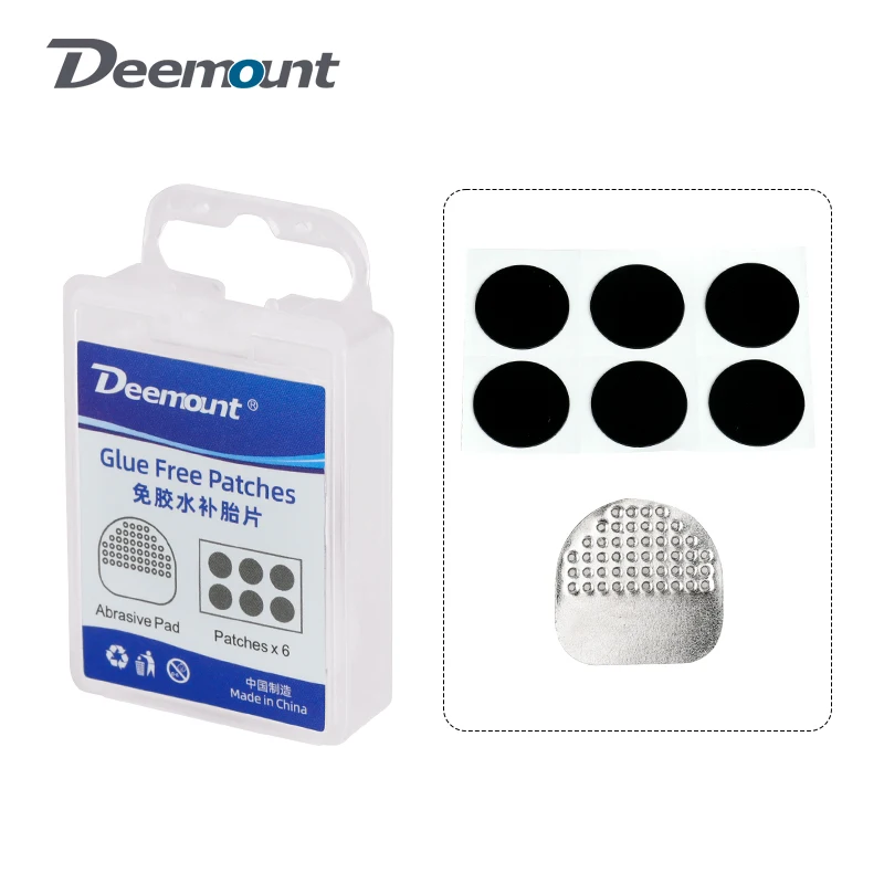 Deemount Glue Free Patches for Bicycle Tube Glueless Repair MTB Road Tire Inner Tyre Quick Service Kit Abrasive File Retail Box