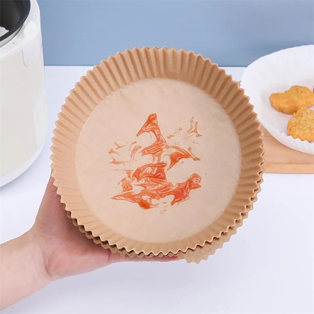 Papier antiadhésif rond pour friteuse à air et poulet, papiers de cuisson, doublures en papier, accessoires de cuisine, 16cm, 100 pièces, 50 pièces