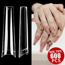 Fingerqueen puntas de uñas falsas de Stiletto transparente, puntas de uñas falsas acrílicas, Forma Larga, media cubierta, ataúd, arte de uñas profesional