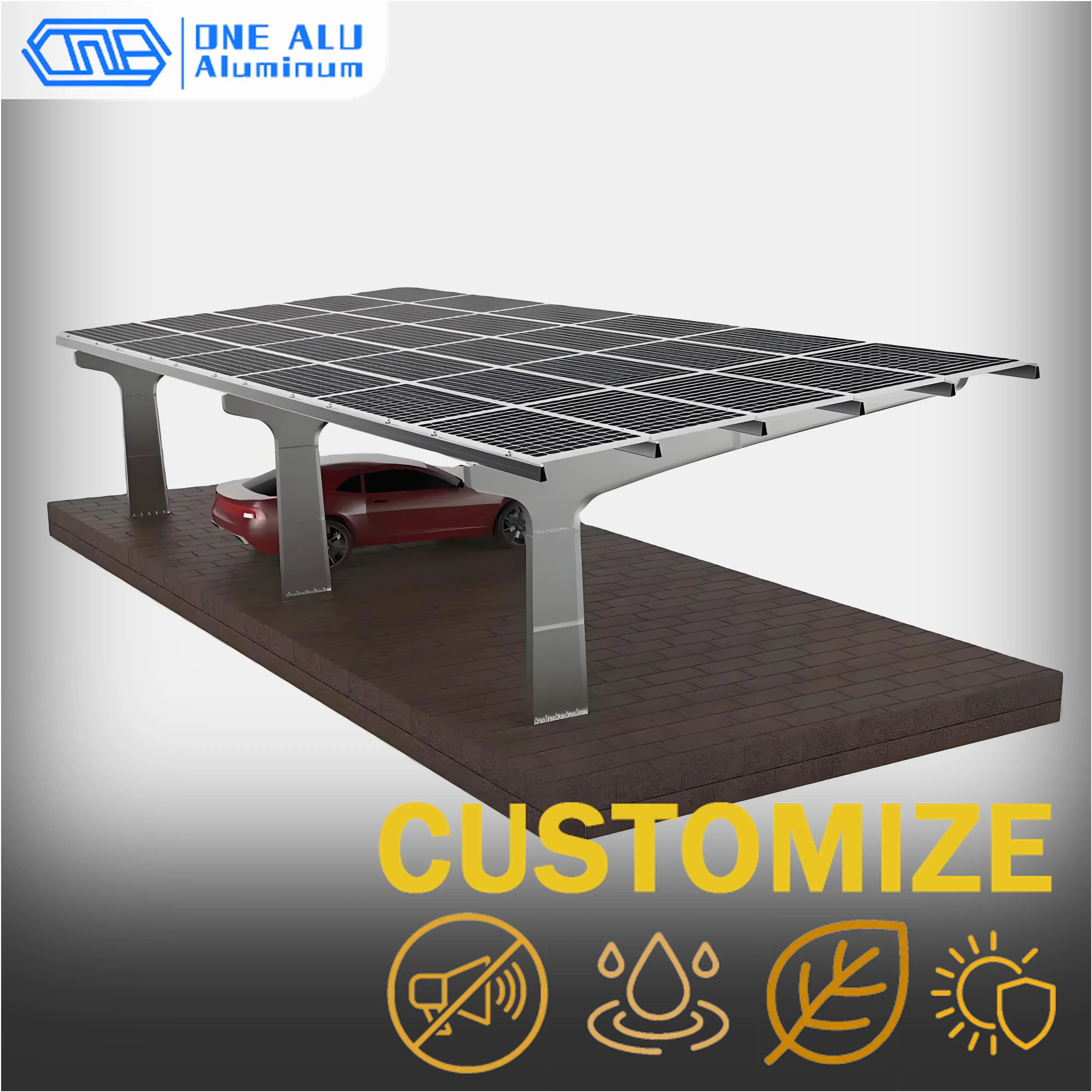 Modern Fixed Solar Carport Structure High Strength Carbon Steel Sun Shade Parking Shelter Outdoor Solar Panel Mount