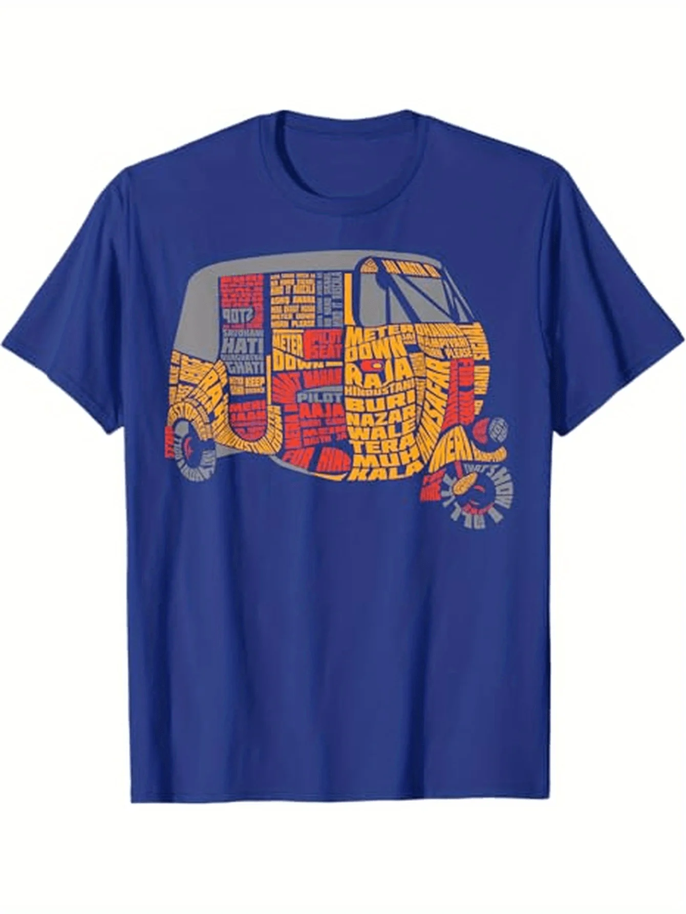 Indian Auto Rickshaw Graphic T-Shirt 100% Cotton O-Neck Short Sleeve Summer Casual Mens T-shirt Streetwear