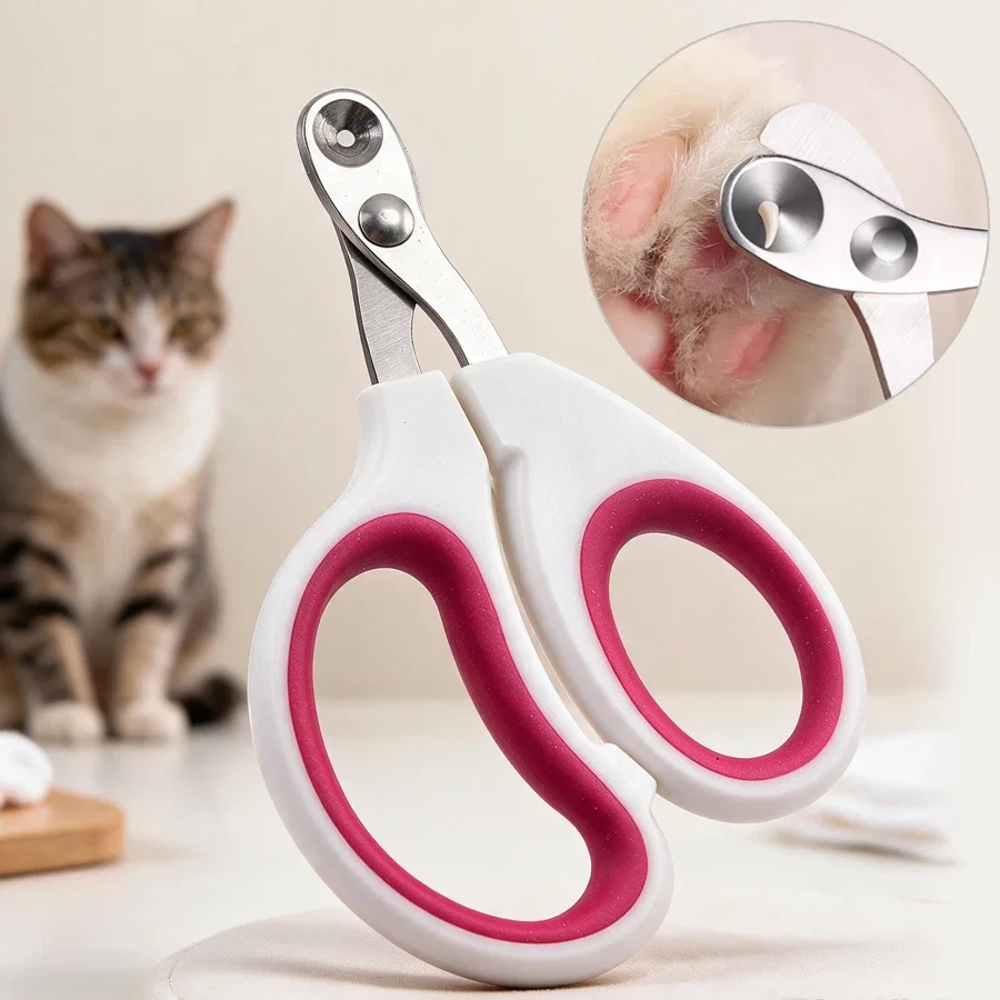 Round Hole Cat Nail Clippers, Stainless Steel Anti‑Quick Pet Nail Trimmer, Safe Claw Cutting Grooming Tool for Kittens & Small C
