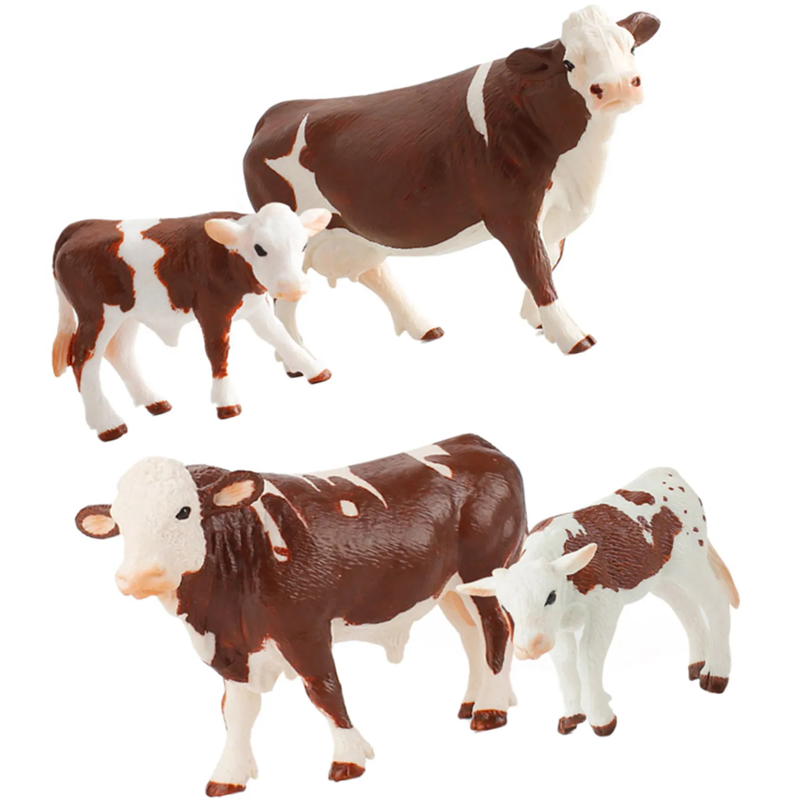 

4Pcs Simulation Cow Suit Educational Plaything for Children Farm Animal Set Kids Cognition Collection Decoration