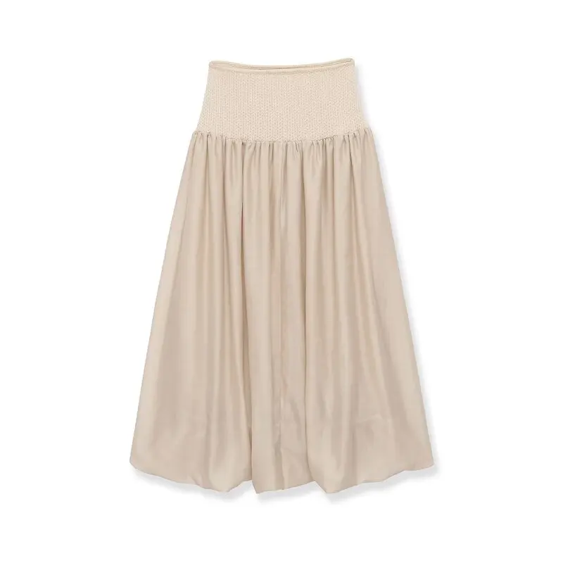 Spring 2026 New Women's Knitted Half Skirt Patchwork Balloon Silhouette Fashionable mid Waist Design Ladies' Premium Skirt