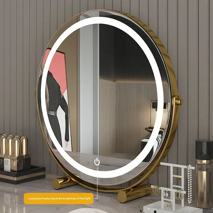 Cylinder, Dresser, Mirror, Rotatable, Makeup Mirror, Desktop, High-value Led Lamp with Filling Light