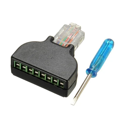 Imagen 2 del producto Conector adaptador de Terminal RJ45 a 8 pines, bloque de terminales de tornillo con cabeza de cristal de red 8P8C, terminación de tornillo de contacto de aleación de cobre