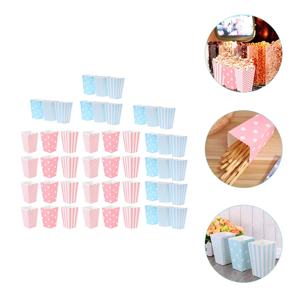 48 Pcs Popcorn Box French Fry Cups Cardboard Candy Container Party Containers for Food Bridal Shower Boxes Snack