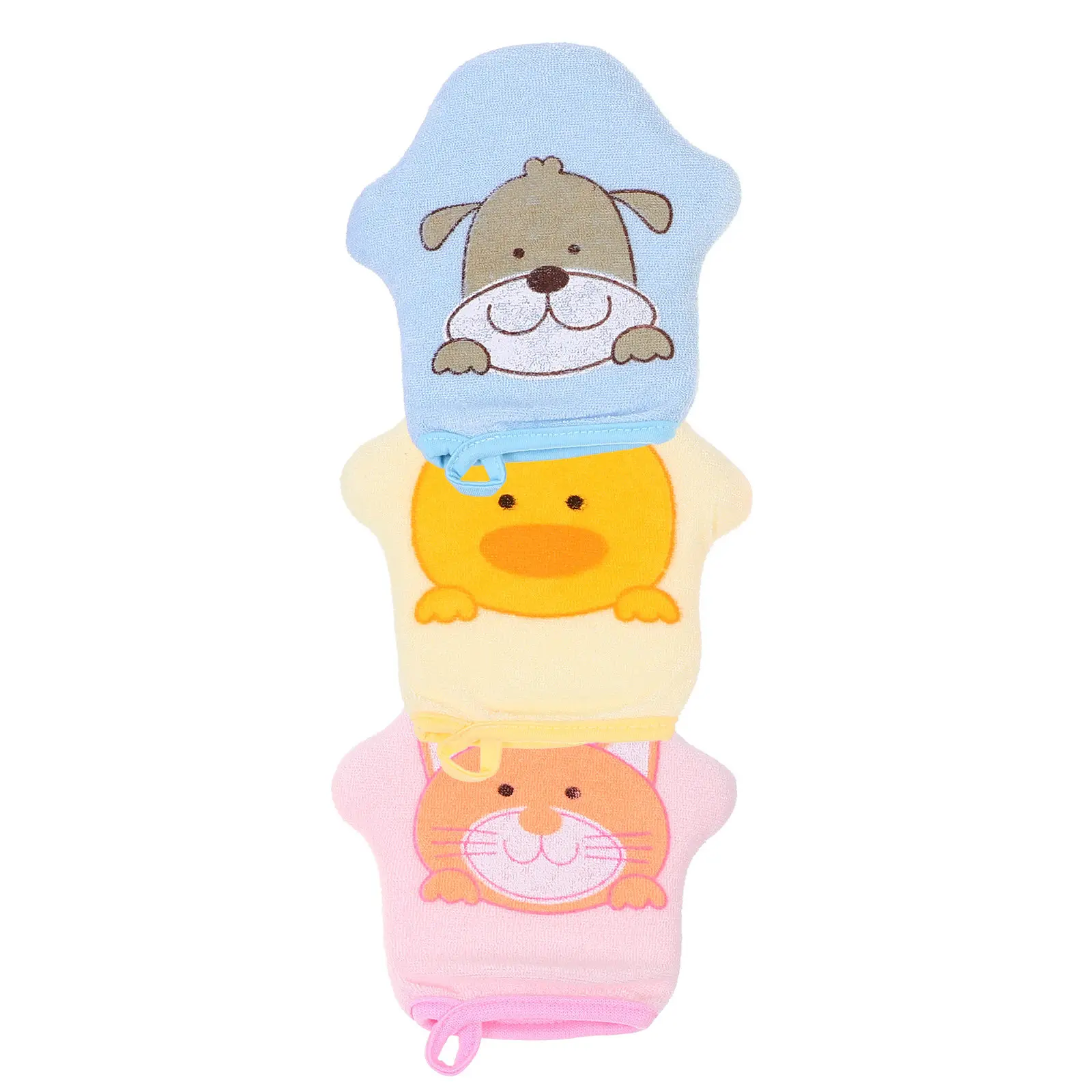 3Pcs Children Bath Gloves Adorable Animal Shapes Gentle Body Scrubbing Foaming Shower Gloves Lightweight Portable Baby Bathing