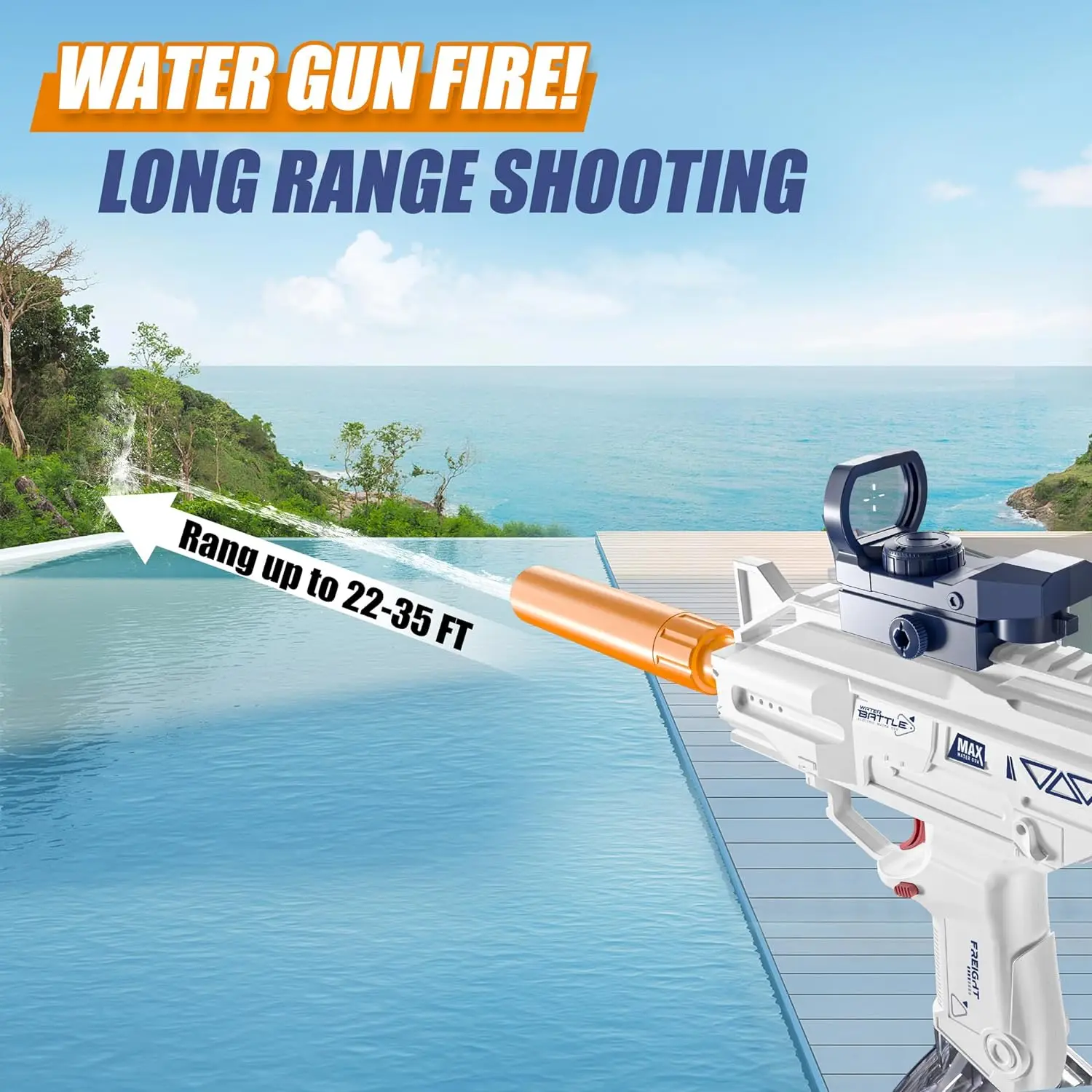 Electric UZI Water Gun One-Button Automatic Squirt Guns for Adults Long Range Powerful Water Blaster Summer Outdoor Kids Gift