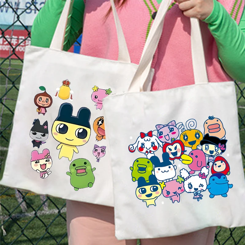 Tamagotchi Girl Shoulder Bag Cartoon Women Handbag Large Capacity Crossbody Bag Ladies Fashion Portable Canvas Storage Bag Gift