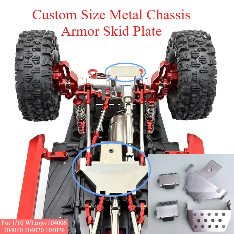 For 1/10 WLtoys 104006 104010 104020 104026 Custom Size Metal Chassis Armor Skid Plate Upgrade Parts RC Rock Crawler Accessories