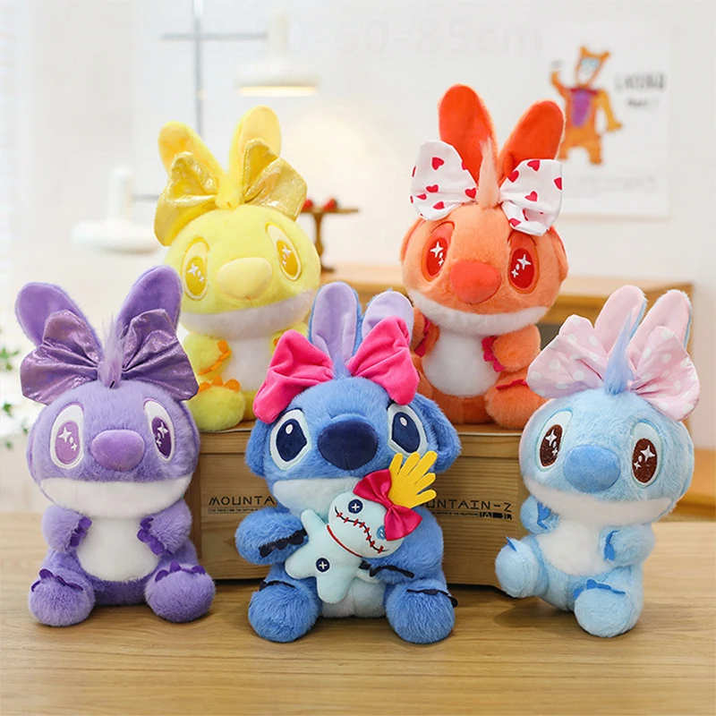 

Disney Stitch Bow Candy Gold Plush Toy Cute Long Furry Soft Mini Doll for Kids Birthday Xmas Gift Table Companion for Girls