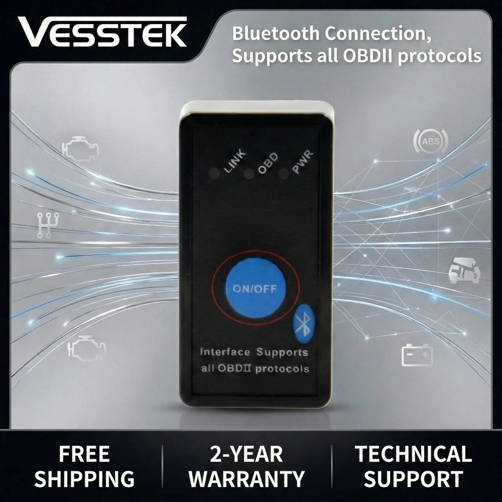 

Диагностический сканер VESSTEK Mini ELM327 Bluetooth V1.5 OBD2 с переключателем — адаптер для чтения кодов неисправностей автомобиля OBDII
