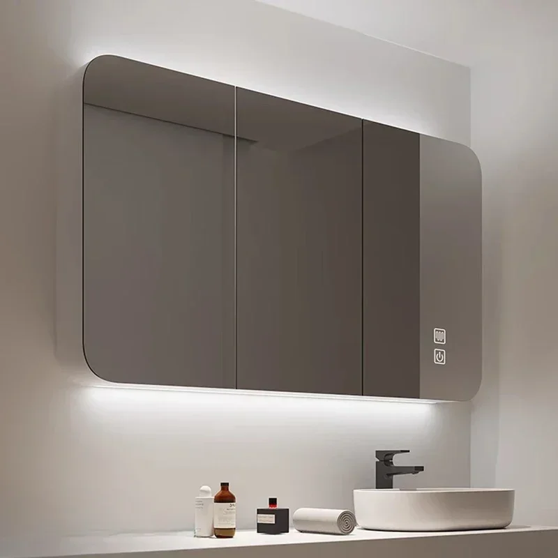 Modern Smart Bathroom Mirror Cabinet Wall-mounted Defogging Mirror Cabinet with Light Stylish and Simple Home Furniture FYBC 1 Modern Smart Bathroom Mirror Cabinet Wall-mounted Defogging Mirror Cabinet with Light Stylish and Simple Home Furniture FYBC 1