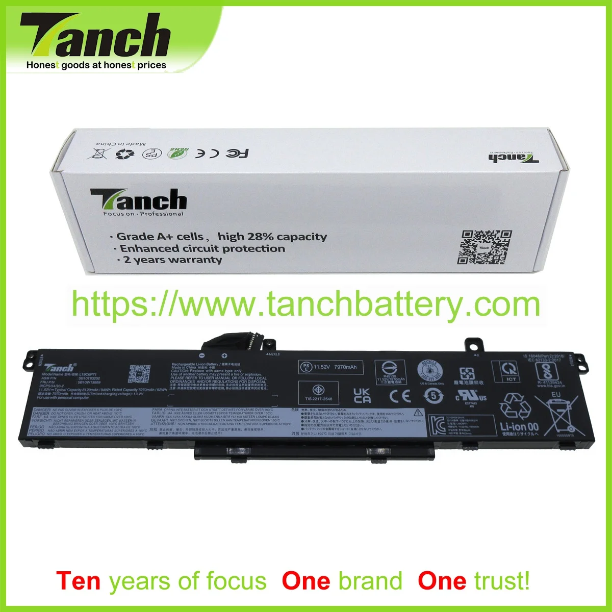 

Tanch Laptop Batteries for LENOVO 5B10W13959 5B10W13958 L19L6P71 P15 Gen1-20ST000DGE T15g Gen 1 20UR000EIX11.55V