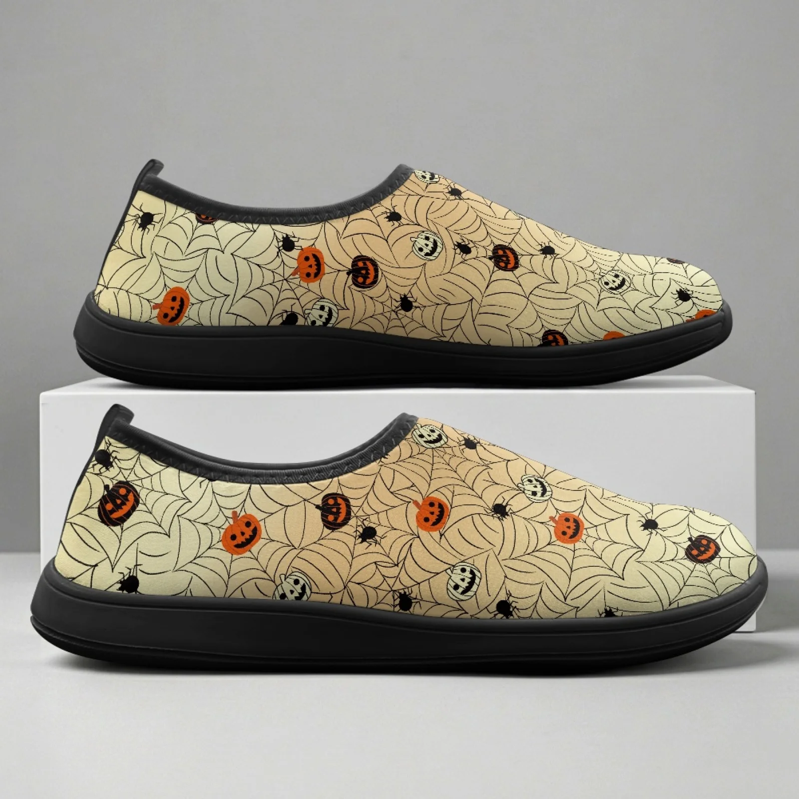 PENSTROLL Pumpkin Spider Web Zero Drop Walking Sneakers Casual Sneakers Wide Toe Box Barefoot Walking Shoes 2026 Trending